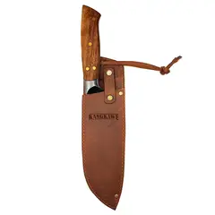 KANGKAWE - Cuchillo 7 Santoku Pulmahue Con Funda De Cuero Café