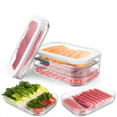 WAKESHOME - Organizador Refrigerador Acrilico Recipiente Carne 3 Niveles