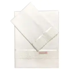 HASELNUSS - Juego de sabanas broderie cuna colecho blanca