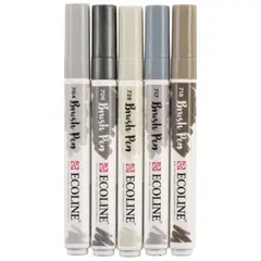 Royal Talens - Set 5 Marcadores Acuarela Ecoline Colores Gris