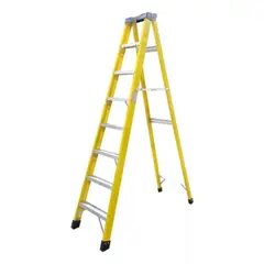 HOMEBRANDT - Escalera Fibra De Vidrio Industrial 2,4mts 8 Peldaños 150 kg Amarilla