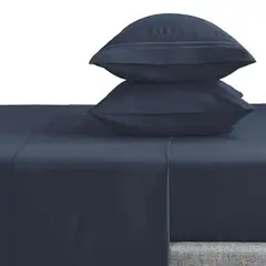 CASATUA - Sabana 1800 Hotel Ultra Suave Funda Bordada - Azul marino - King