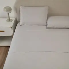 CASATUA - Sabana Hotel Ultra Suave + Funda Bordada Varias Medidas - Gris - 2 plazas
