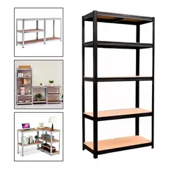 HOMEBRANDT - 2 Estantes Metalico 180x90x40 Oficina Organizador Negro