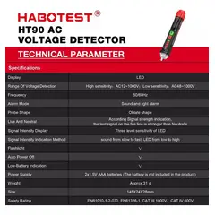 GENERICO - Lapiz detector Voltaje 12V 48V1000V AC con linterna