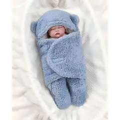 GENERICO - MANTA FRAZADA DE OSO COBERTOR PARA BEBÉ AZUL