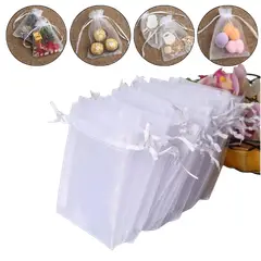 GENERICO - 50 Bolsas De Organza 5 X 7 Cms. Lisas, Blancas