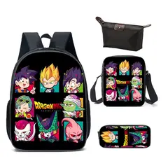 BRO TOUMI - 4 en 1 Mochilas Infantil DragonBall Lonchera Estuche Negro