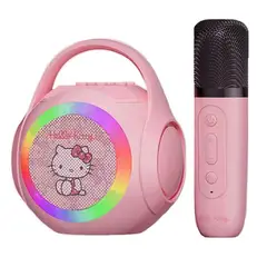BRO TOUMI - HalloKitty 3 IN 1 LED charging BT karaoke speaker y 1 microphones-Rosa