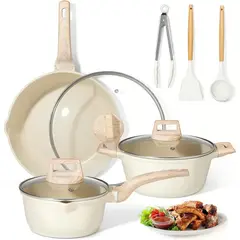 CASTLEN - Juego Sartén Antiadherente Olla Leche 18cm Olla Sopa 24cm Sartén 30cm