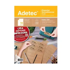 ADETEC - Pack De Etiquetas Autoadhesivas Kraft - 70 Etiquetas