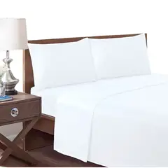 GENERICO - Set De Sabanas Genero Microfibra 2 Plazas + 2 Fundas Almohada Blanco