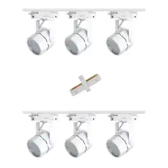 WANT - Lámpara 6 Focos Blancos Hexagonales Luz Cálida Con Riel 2 mts y Unión