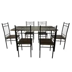 NOVAHUS - Juego de comedor 6P Verona Negro 74x80x140 cm
