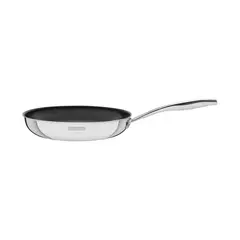 TRAMONTINA - Sartén Grano raso de acero inoxidable con cuerpo triple revestimiento interno de antiadherente con mango 20 cm 1,2 L