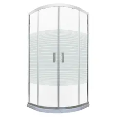 JOYTEK - Shower Curvo Barra a Piso Blanco Mármol con Líneas Rectas 90x90 cm.