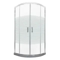 JOYTEK - Shower Curvo Barra a Piso Gris Mármol con Líneas Rectas 90x90 cm