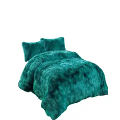 GENERICO - PLUMON PELUDO PLAZA Y MEDIA VERDE JASPEADO.