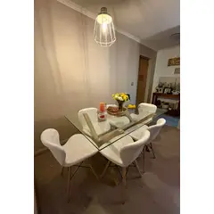 GENERICO - JUEGO COMEDOR MESA 140X90 + 4 SILLAS RADAR BLANCAS