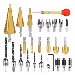 GIOIO - Taladro Avellanador De Paso Redondo Broca Accesorios 26 Pcs