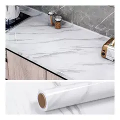 GENERICO - Papel Tapiz Adhesivo Mármol Impermeable Para Encimera Cajon 10m Blanco
