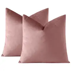 GENERICO - Pack de 02 Fundas De Cojín de Terciopelo con Liso Rosado