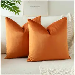 GENERICO - Pack de 02 Fundas De Cojín de Terciopelo con Liso Naranja