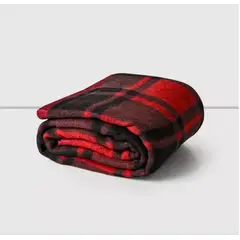 ILLUSIONS - Frazada Eco Jacquard Cannon (Apto 1 Pl Y 1.5) ESCOCES GRIS ROJO