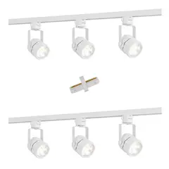 WANT - Lámpara 6 Focos Blancos Hexagonales Luz Fría con 2 Riel de 1mt más Unión