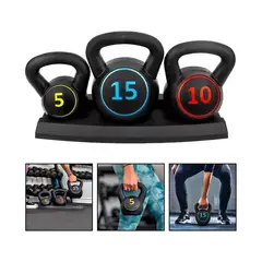 GENERICO - Kettlebell Set 3 Pesas Rusas 15 Kg Con Base Boomfit