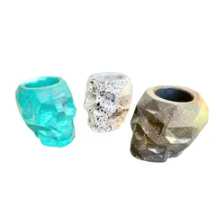GENERICO - Pack 3 Mini Calaveras Cemento para Suculentas Cactus