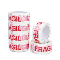 GENERICO - Cinta De Embalaje Frágil 48mm100m - Pack Mayorista - 6 Uds
