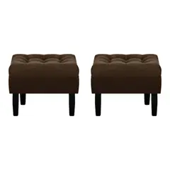 BODEVIR - Set Pouf Wood 1C Felpa 00 Chocolate