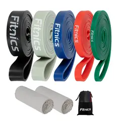 FITNICS - Bandas Elasticas Resistencia Set + Toalla Microfibra - Negro