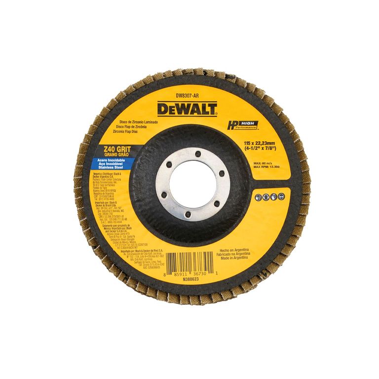 Disco Traslapado Zirconia 4-1/2x7/8 Gr 40 DW8307-BR