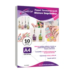 CURSOR - Papel Termoretractil Blanco Imprimible A4 10 Hojas