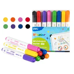 DELI - Set De 8 Plumones Para Pizarra Blanca Acrílica