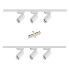 WANT - Lámpara 6 Focos Blancos Luz Fría Con Riel 2 mts y Unión