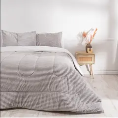 MASHINI - Plumón Coral Corduroy 2 Plazas 240x220 Cm Gris