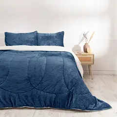 MASHINI - Plumón Corduroy sherpa 2 Plazas 240x220 Cm azul