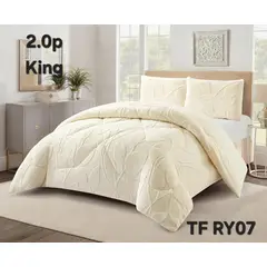 GENERICO - Cobertor de invierno con CHIPORRO TEXTURIZADO King Hojas Blanco Inv