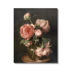 LOS REGALONES - Cuadro Canvas Peonías Rosas Melancólicas lienzo 40x50cm Vintage
