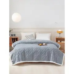 EL CASTILLO FRAZADAS - Frazada sherpa 1.5 plaza gris 150x200 liviana lana cordero
