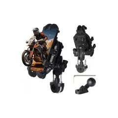 GENERICO - Soporte porta celular para moto y bicicleta 360º choque color negro