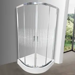 JOYTEK - Shower 90x90 Curvo Elegant Cuadros Mosaicos con Receptáculo