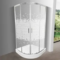 JOYTEK - Shower 90x90 Curvo Elegant Mosaico Blanco con Receptáculo