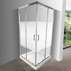 JOYTEK - Shower Door Elegant Líneas Rectas con Receptáculo 90x90 cm