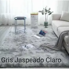 GENERICO - Alfombra Peluda Living 240x200cm Antideslizante Gris Jaspeado Claro