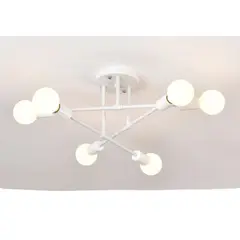 DANWEILE - Lámpara de techo metálica de 6 focos - Blanco y Plateado