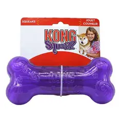 KONG - Squeezz Hueso Con Sonido Para Perro Talla L Morado